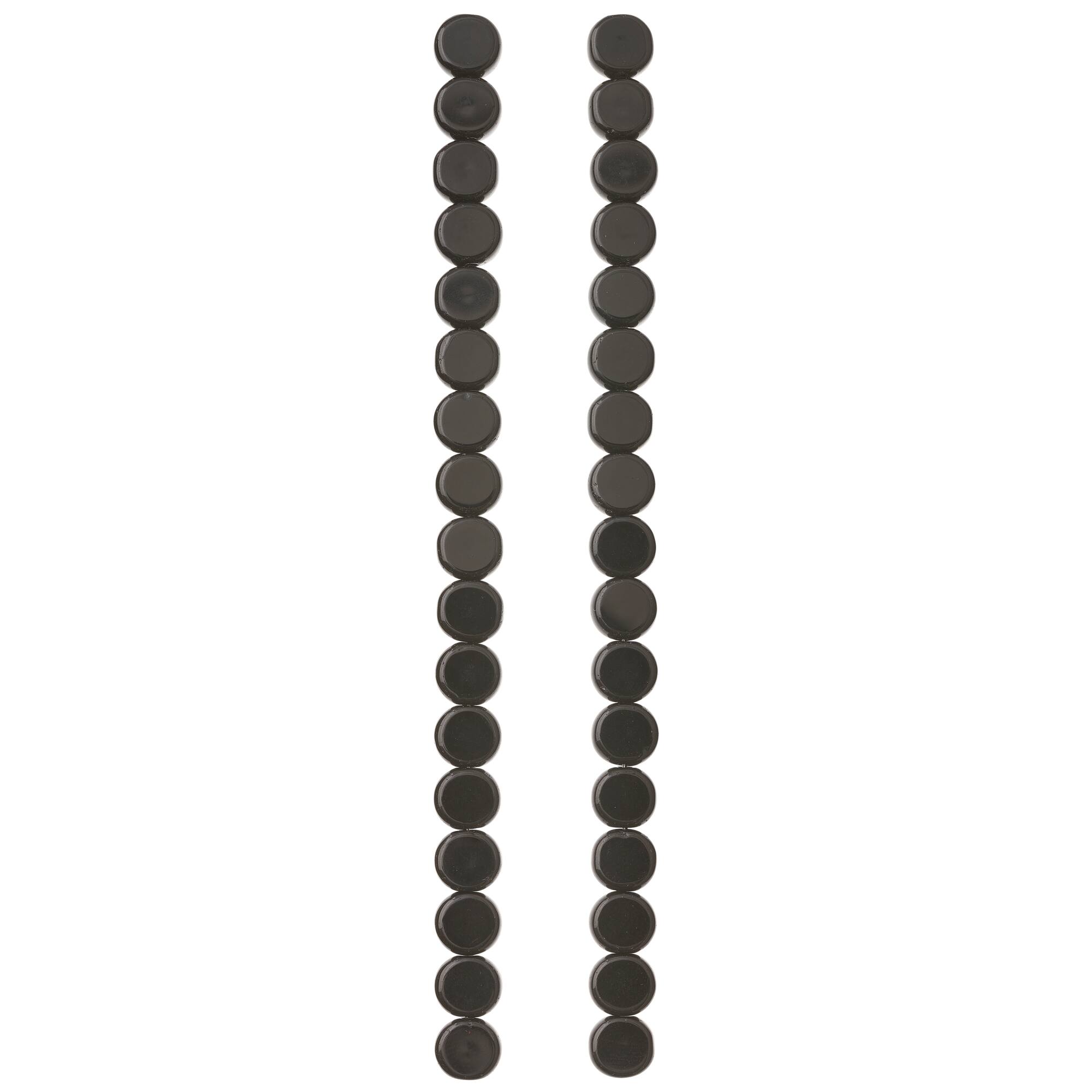 Jet Black Coin Glass Beads, 10mm by Bead Landing™